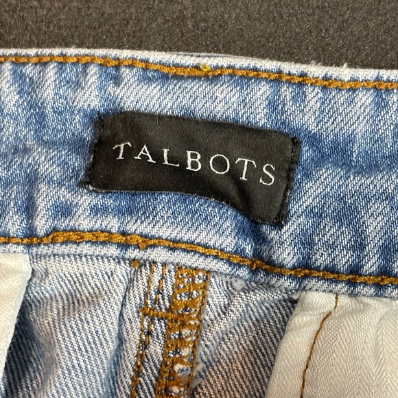 Talbots Easy Straight Ankle Blue Jeans Pearl Wash Distressed Hem Womens Size 12 - Picture 5 of 12